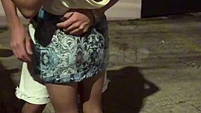 wife flashes pussy at club then fucks two young studs in car for hubby