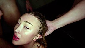 Interracial Gangbang Shower Orgy Two Sluts Versus Five Huge Cocks Deepthroat Face Fucking Cumshots