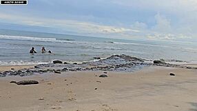 beach play turns into wild bbc threesome pounding on crowded sand
