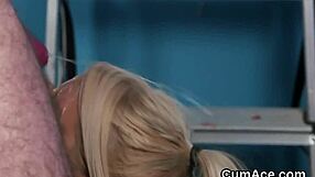 Frisky babe swaps cum after facial jizz blast