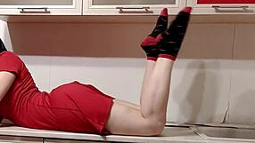 housewife teases joi with wet pussy upskirt and dirty socked feet