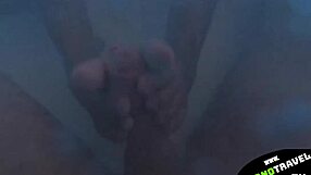 Tight Asian feet tease big cock in homemade footjob session