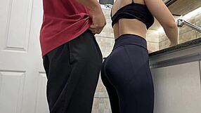 my maid cleans kitchen while i cum all over her big ass