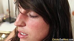 Aussie brunette amateur spreads hairy pussy wide for intense solo toy masturbation in high def reality