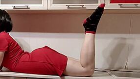 housewife teases joi with wet pussy upskirt and dirty socked feet