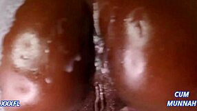 Ebony Couple Deep Anal Creampie Doggystyle Panties Aside Cum Rain