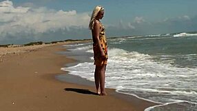 gorgeous 18+ teen agnes gropes big tits naked ocean bath