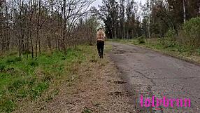 i'm deepthroating this latina's monster cock bent over in the forest before she fucks my ass hard outdoors