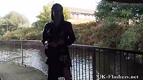 hot amateur strokes cock hard while masturbating publicly on busy outdoor street