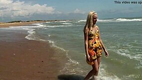 gorgeous 18+ teen agnes gropes big tits naked ocean bath