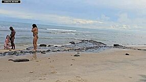 beach play turns into wild bbc threesome pounding on crowded sand