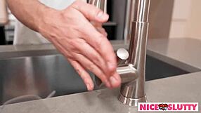 cute big tit babe gets juicy ass fucked hard gaping in kitchen by monster cock pov