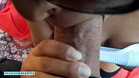 petite latina flashes tits then gives sloppy pov forest blowjob