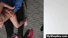 teen shoplifter caught bending over for lp officer's sneaky office encounter