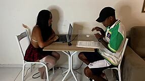 left girlfriend studying at friend's he rams big bbc in her teen latina ass cuckold