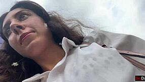 girl walks cafe with cum dripping face eats pizza swallows more in public cumwalk