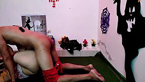 StepMom's halloween costume bends over for secret doggystyle pounding