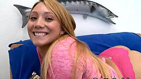 aj applegate's huge ass white girl takes a massive facial cumshot closeup