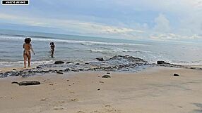 beach play turns into wild bbc threesome pounding on crowded sand