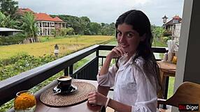 girl walks cafe with cum dripping face eats pizza swallows more in public cumwalk