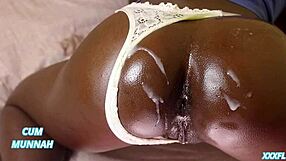 Ebony Couple Deep Anal Creampie Doggystyle Panties Aside Cum Rain