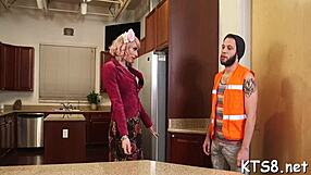 Shemale slut mounts monster cock for painful anal cowgirl ride in crossdressing action