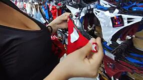 after trying on lingerie i fuck my wife's thick ass cumshot deep