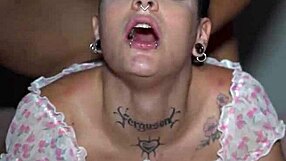 Petite brunette wife with small tits and tight pussy fucked hard close up on bed