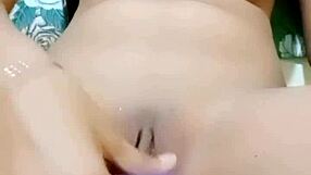 beautiful indian girl relaxes with gentle fingering during her private yoga session