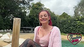 sally's tiny waist takes two huge cocks in hot mmf anal double dip