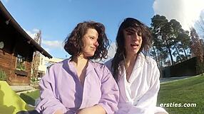 Very Hairy Amateur Lesbians Lick Pussy in Shower