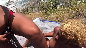 i pull out my big strapon and roughly dick down submissive nina rivera outside on the beach