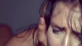 Petite brunette wife with small tits and tight pussy fucked hard close up on bed