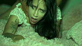 Petite brunette wife with small tits and tight pussy fucked hard close up on bed