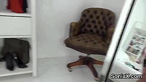 Unfaithful British milf lady Sonia reveals her massive huge tits and melons