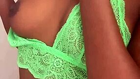 Watch Young Skinny Ebony Wife Finger Pussy to Shaking Orgasm Alone!