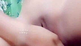 beautiful indian girl relaxes with gentle fingering during her private yoga session