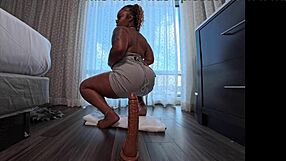 whoa, nina rotti's fat ebony ass rides that massive 11-inch dildo like a pro