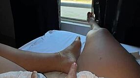 amazing how i finger my big juicy colombian pussy by the window as neighbors watch me orgasm