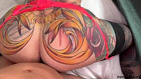 Tatted British Slut Drops to Her Knees for Muscular Cock Deepthroat Domination