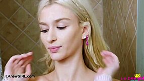 Picture Perfect Blonde Enjoys Steamy Shower Casting