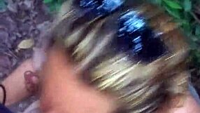 WOW! BLONDE GF DEEPTHROATS BBC IN PUBLIC WOODS ADVENTURE!!