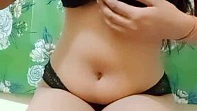 beautiful indian girl relaxes with gentle fingering during her private yoga session