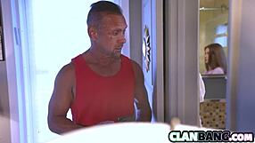 stepdad catches clan girl rubbing horny pussy on toilet?