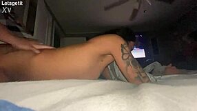getting fucked doggystyle hard in the garage from behind
