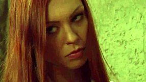 Collared lesbian slave masturbates with huge dildo