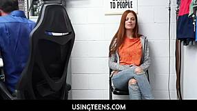 Scarlett Mae caught by pervert officer at work forced into deepthroat fuck and creampie