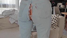 Step-Daddy Punishes Tight Asshole After Jeans Masturbation!