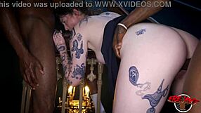 British Slut Deepthroats Three Huge BBCS in Humiliating Group Squirting Orgy