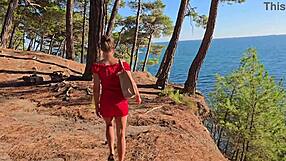 hey, that married beach beauty in skirt drops panties for my deep creampie...